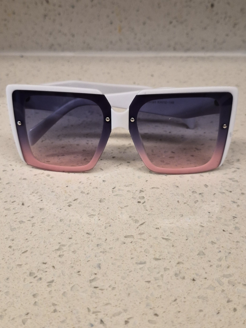 White Frame Gradient Pink to Purple Square Sunglasses - Unbranded